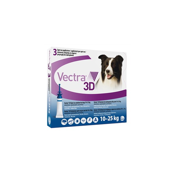 VECTRA 3D 3 Pipette per Cani aventi peso 10-25KG - Box BLU