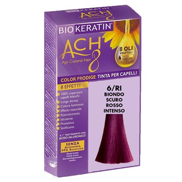 BIOKERATIN ACH8 tinta per capelli Biondo scuro rosso intenso 6/RI